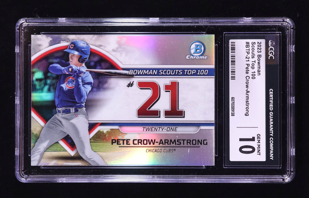 Pete Crow-Armstrong 2023 Bowman Chrome Scouts Top 100 #BTP21 RC (CGC 10) at PristineAuction.com Pete Crow-Armstrong 2023 Bowman Chrome Scouts Top 100 #BTP21 RC (CGC 10) at PristineAuction.com