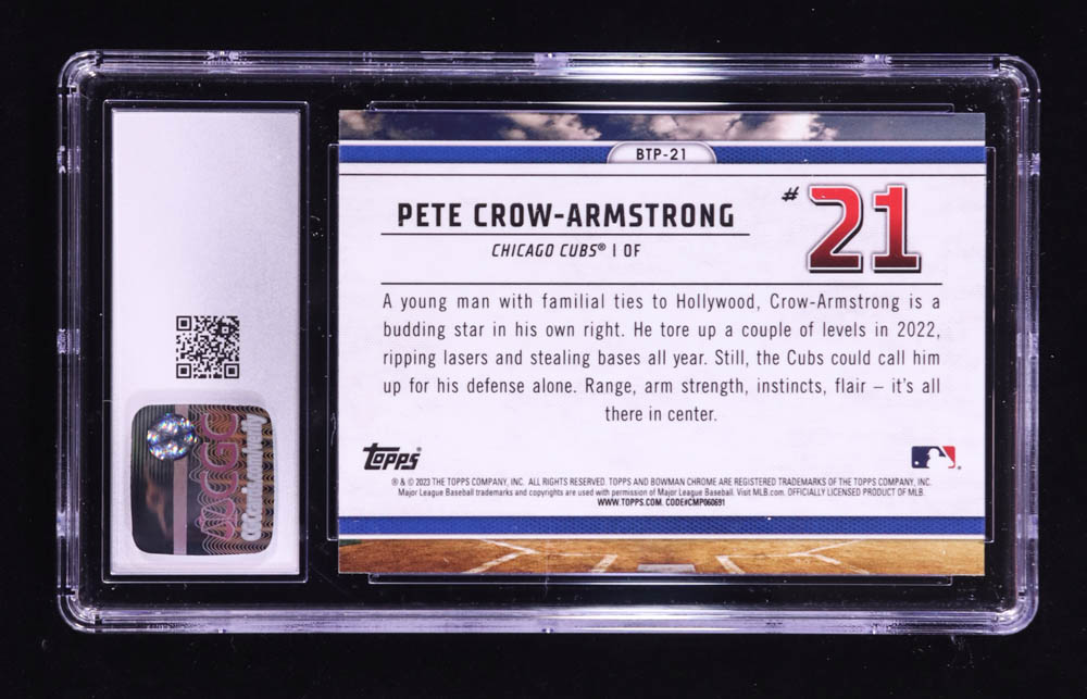 Pete Crow-Armstrong 2023 Bowman Chrome Scouts Top 100 #BTP21 RC (CGC 10) at PristineAuction.com Pete Crow-Armstrong 2023 Bowman Chrome Scouts Top 100 #BTP21 RC (CGC 10) at PristineAuction.com