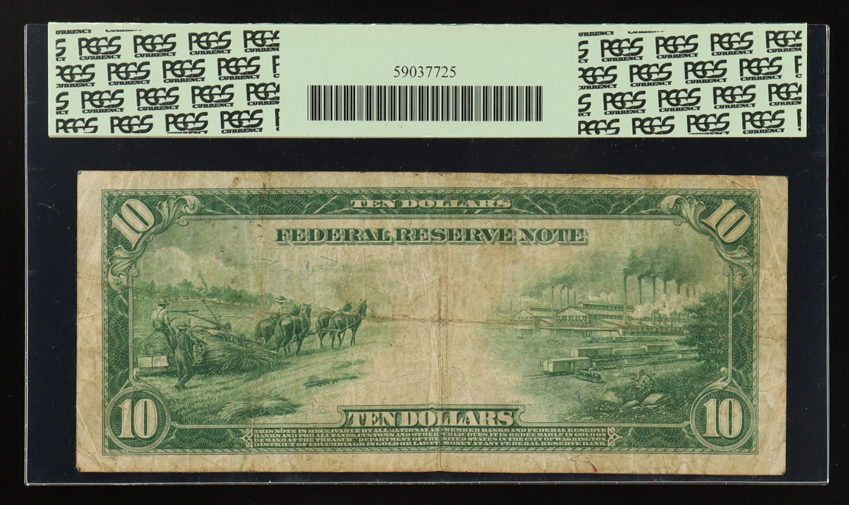 1914 $10 Ten Dollars Blue Seal Federal Reserve Bank Note - San Francisco (PCGS Fine 15) at PristineAuction.com 1914 $10 Ten Dollars Blue Seal Federal Reserve Bank Note - San Francisco (PCGS Fine 15) at PristineAuction.com