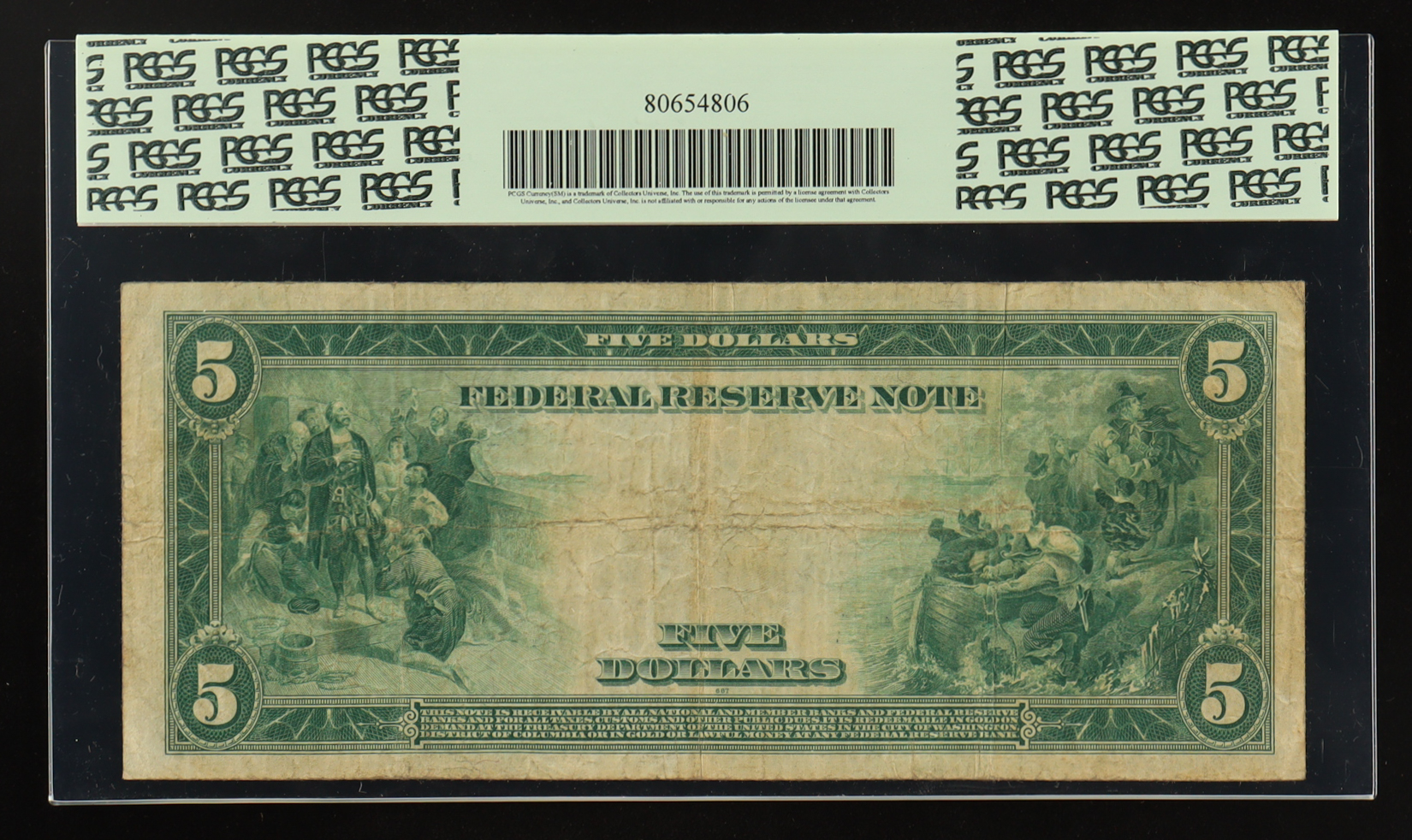 1914 $5 Five Dollar Blue Seal Federal Reserve Note Kansas City U.S. Bank Note (PCGS F15) at PristineAuction.com 1914 $5 Five Dollar Blue Seal Federal Reserve Note Kansas City U.S. Bank Note (PCGS F15) at PristineAuction.com
