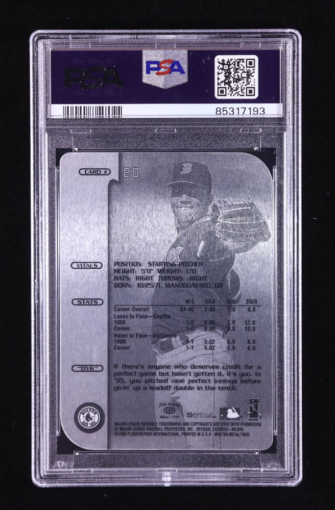 Pedro Martinez 1999 SkyBox Molten Metal Xplosion #20 MS (PSA 9) at PristineAuction.com Pedro Martinez 1999 SkyBox Molten Metal Xplosion #20 MS (PSA 9) at PristineAuction.com