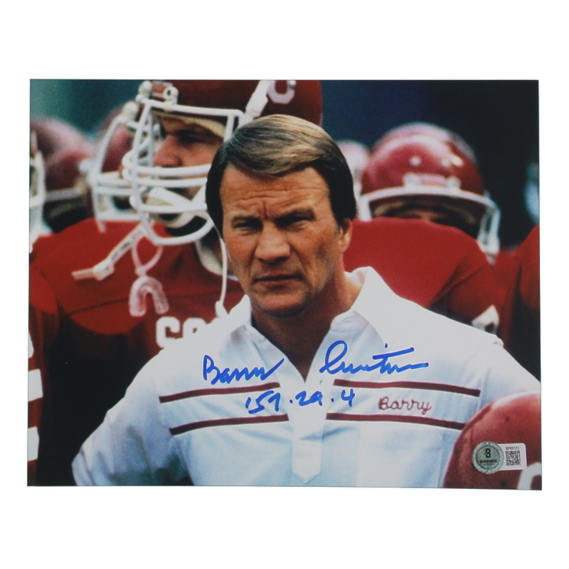 Barry Switzer Signed Oklahoma Sooners 8x10 Photo Inscribed "157-29-4" (Beckett) at PristineAuction.com Barry Switzer Signed Oklahoma Sooners 8x10 Photo Inscribed "157-29-4" (Beckett) at PristineAuction.com