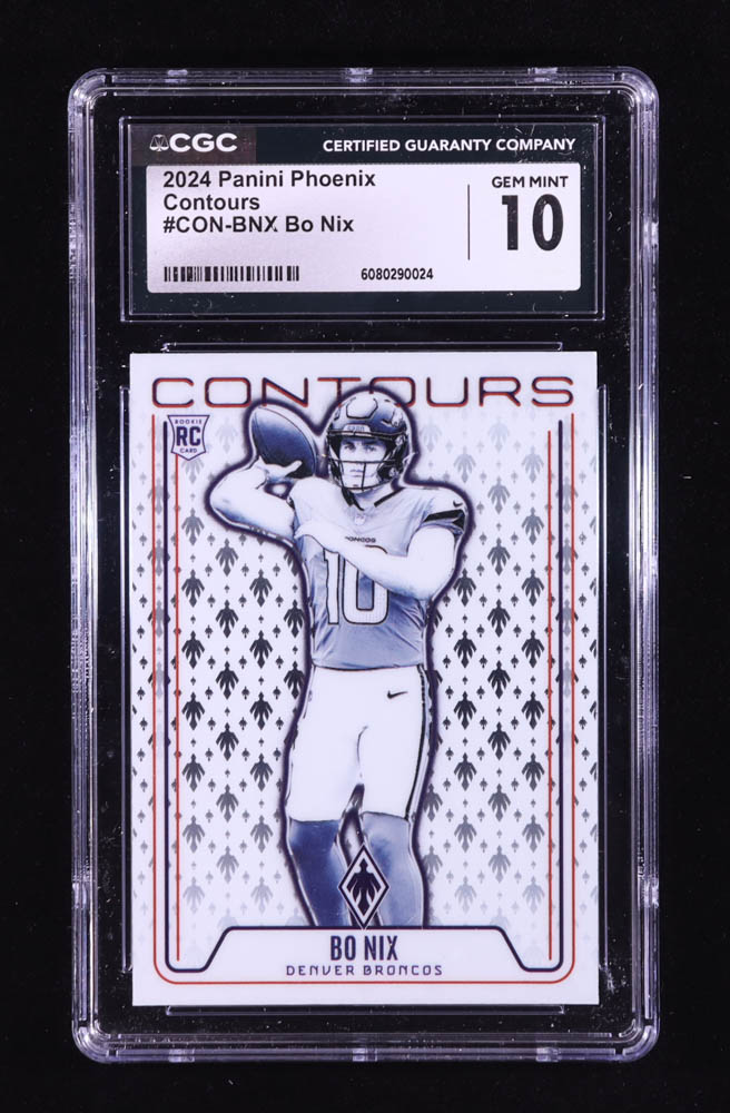 Bo Nix 2024 Panini Phoenix Contours #10 RC (CGC 10) at PristineAuction.com Bo Nix 2024 Panini Phoenix Contours #10 RC (CGC 10) at PristineAuction.com