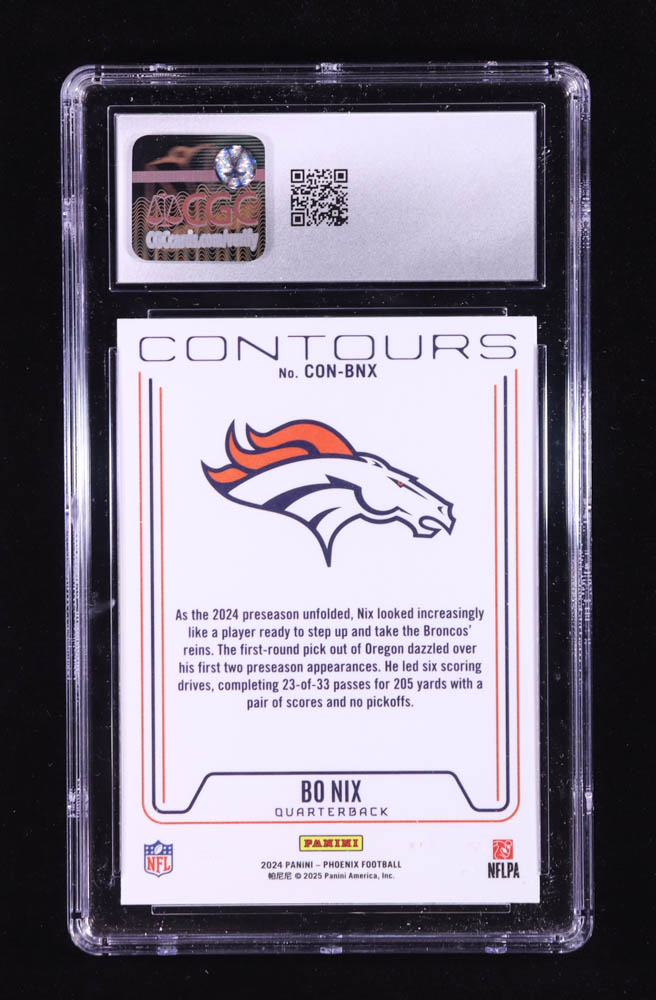 Bo Nix 2024 Panini Phoenix Contours #10 RC (CGC 10) at PristineAuction.com Bo Nix 2024 Panini Phoenix Contours #10 RC (CGC 10) at PristineAuction.com