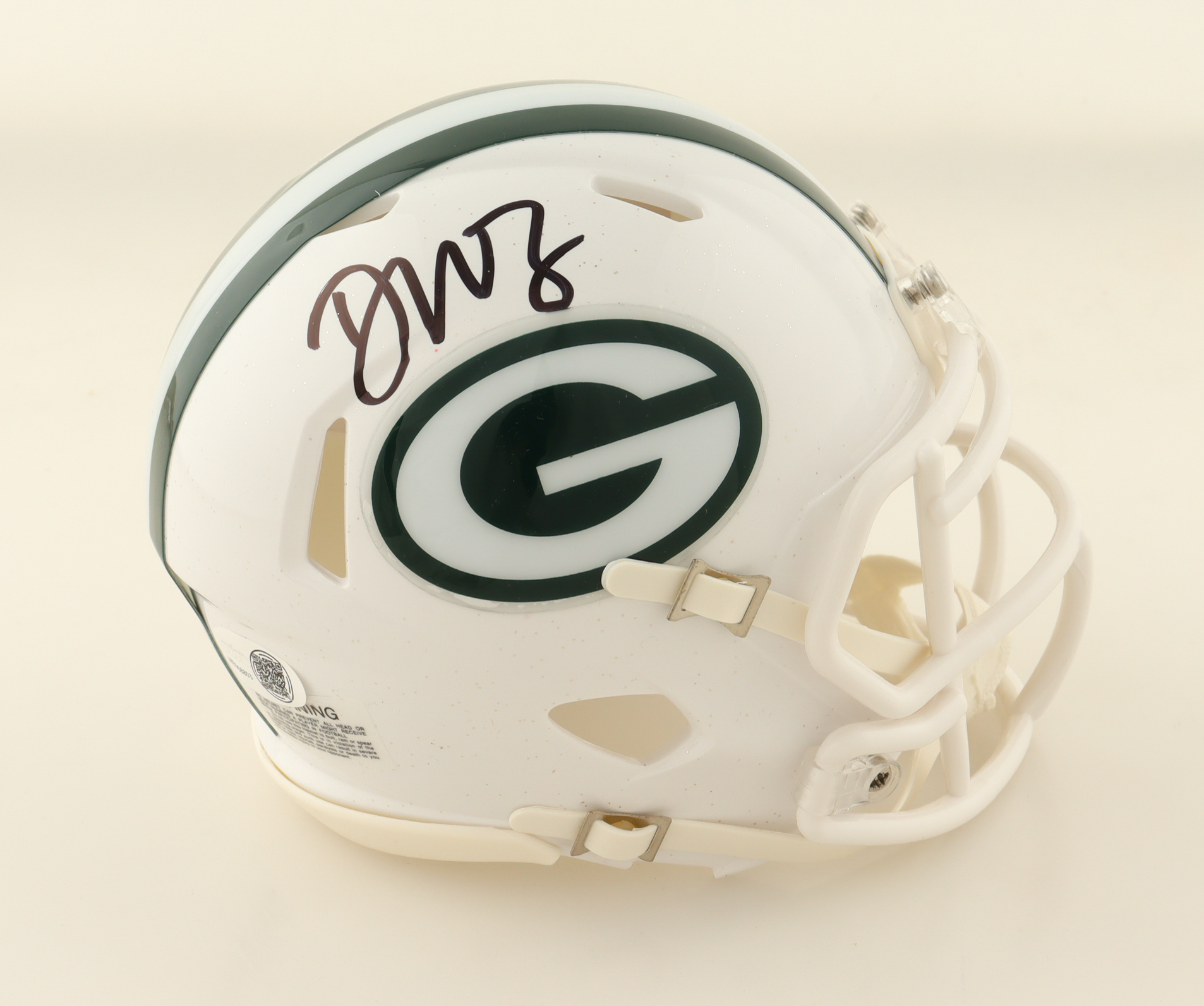 Dontayvion Wicks Signed Packers Alternate Speed Mini Helmet (JSA) at PristineAuction.com Dontayvion Wicks Signed Packers Alternate Speed Mini Helmet (JSA) at PristineAuction.com