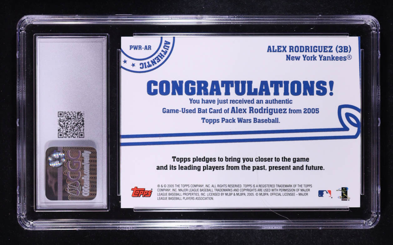 Alex Rodriguez 2005 Topps Pack Wars Relics #AR Bat (CGC 10) at PristineAuction.com Alex Rodriguez 2005 Topps Pack Wars Relics #AR Bat (CGC 10) at PristineAuction.com