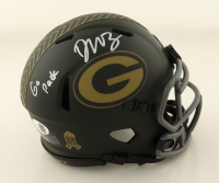 Dontayvion Wicks Signed Packers Salute To Service Alternate Mini Helmet Inscribed "Go Packs" (JSA) at PristineAuction.com