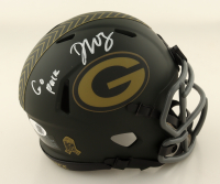 Dontayvion Wicks Signed Packers Salute To Service Alternate Mini Helmet Inscribed "Go Packs" (JSA) at PristineAuction.com