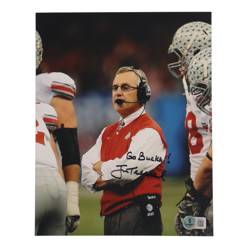 Jim Tressel Signed Ohio State Buckeyes 8x10 Photo Inscribed "Go Bucks!" (Beckett) at PristineAuction.com Jim Tressel Signed Ohio State Buckeyes 8x10 Photo Inscribed "Go Bucks!" (Beckett) at PristineAuction.com