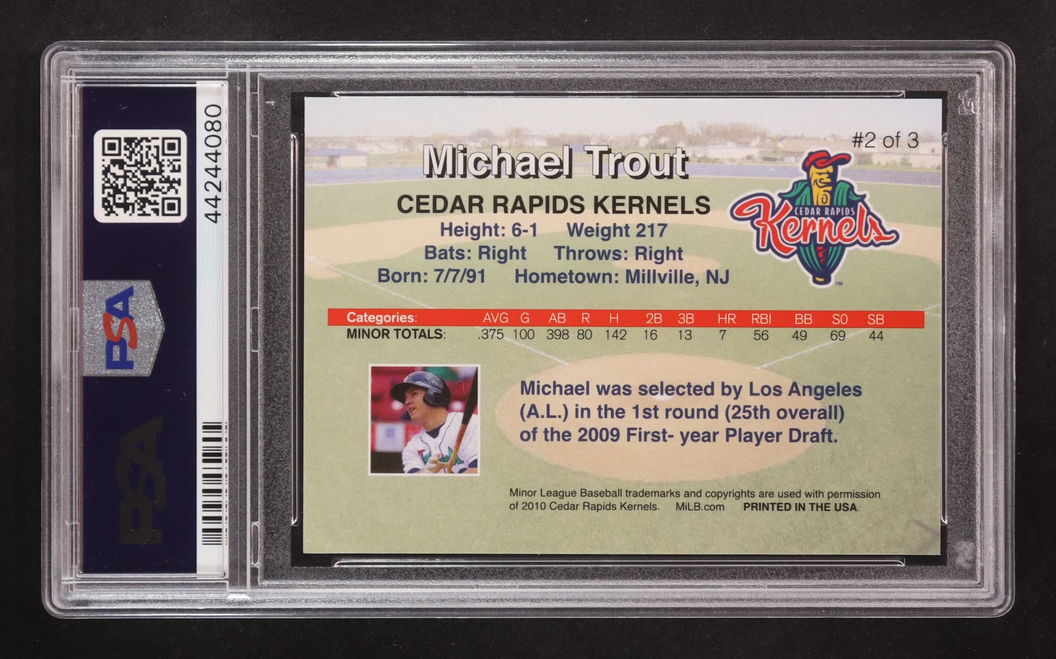 Mike Trout 2010 Cedar Rapids Kernels Rising Alumni Team Issue #2 (PSA 9) at PristineAuction.com Mike Trout 2010 Cedar Rapids Kernels Rising Alumni Team Issue #2 (PSA 9) at PristineAuction.com