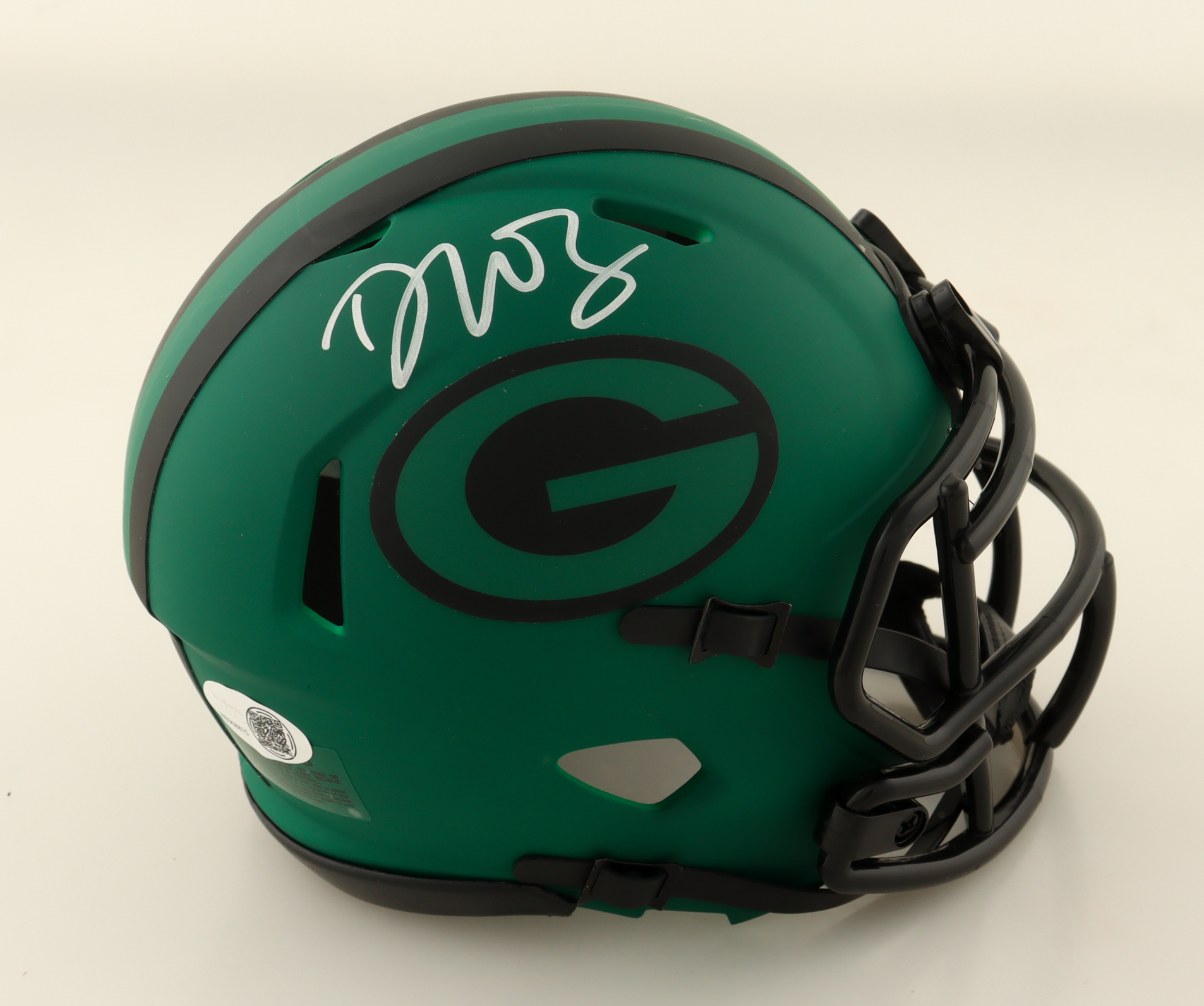Dontayvion Wicks Signed Packers Rave Alternate Speed Mini Helmet (JSA) at PristineAuction.com Dontayvion Wicks Signed Packers Rave Alternate Speed Mini Helmet (JSA) at PristineAuction.com