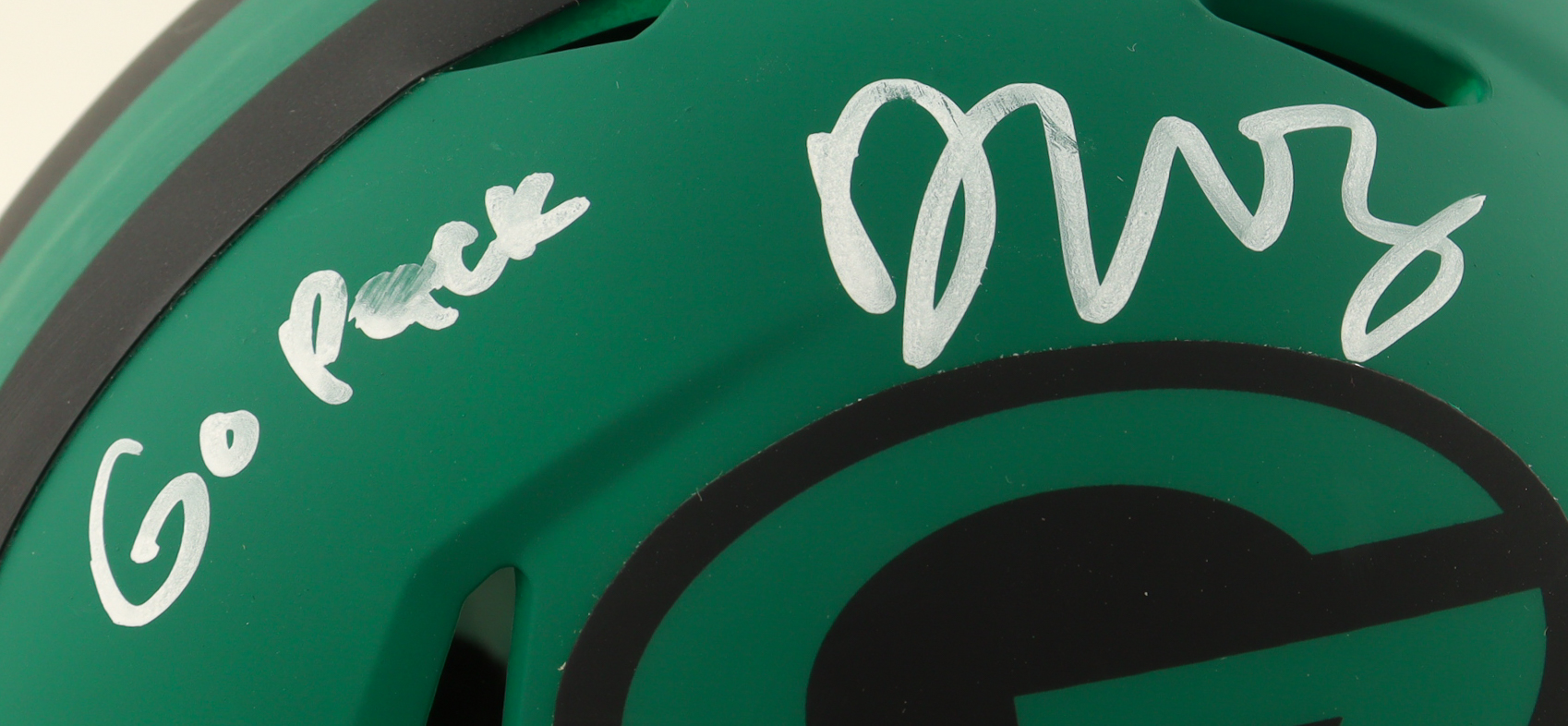 Dontayvion Wicks Signed Packers Rave Alternate Speed Mini Helmet Inscribed "Go Pack" (JSA) at PristineAuction.com Dontayvion Wicks Signed Packers Rave Alternate Speed Mini Helmet Inscribed "Go Pack" (JSA) at PristineAuction.com