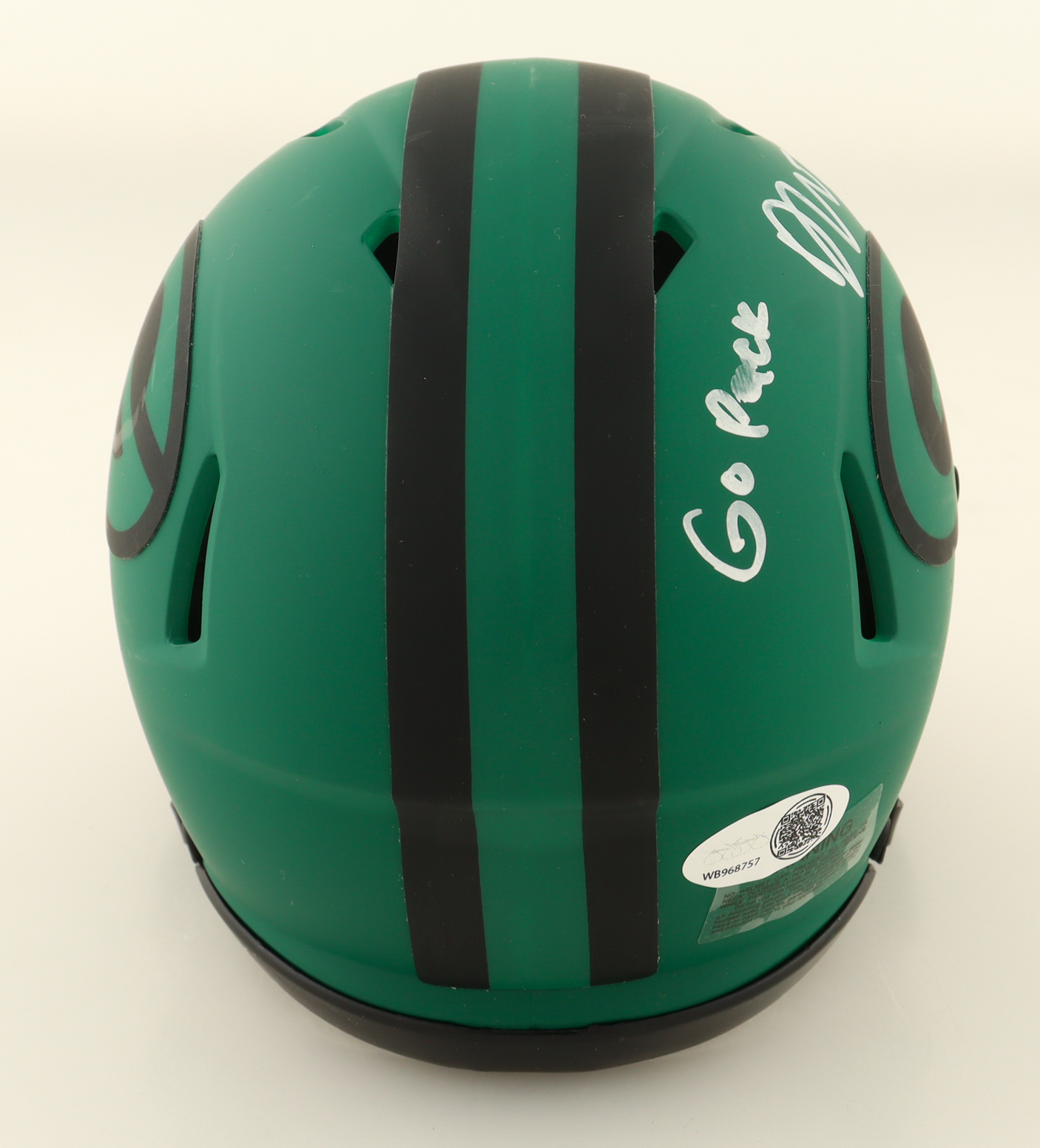 Dontayvion Wicks Signed Packers Rave Alternate Speed Mini Helmet Inscribed "Go Pack" (JSA) at PristineAuction.com Dontayvion Wicks Signed Packers Rave Alternate Speed Mini Helmet Inscribed "Go Pack" (JSA) at PristineAuction.com