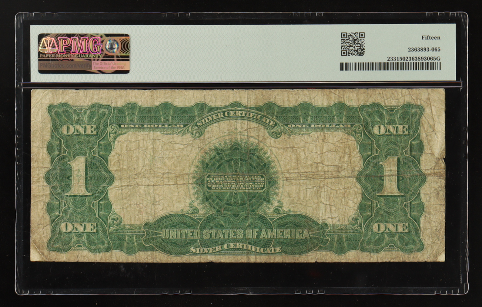 1899 U.S. $1 One Dollar "Black Eagle" Silver Certificate (PMG Choice Fine 15) at PristineAuction.com 1899 U.S. $1 One Dollar "Black Eagle" Silver Certificate (PMG Choice Fine 15) at PristineAuction.com