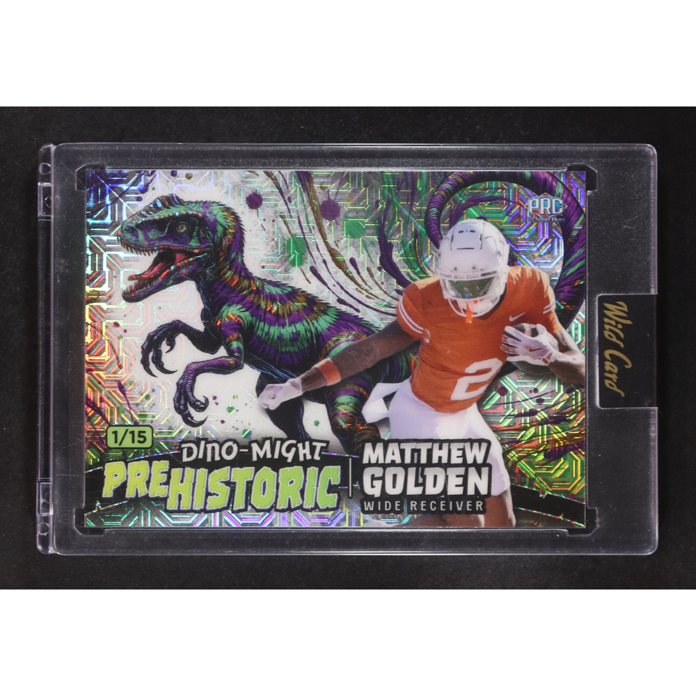 Matthew Golden 2024 Wild Card Dino-Might Prehistoric Alumination Raptor #PHRAP2-MG RC #1/15 at PristineAuction.com