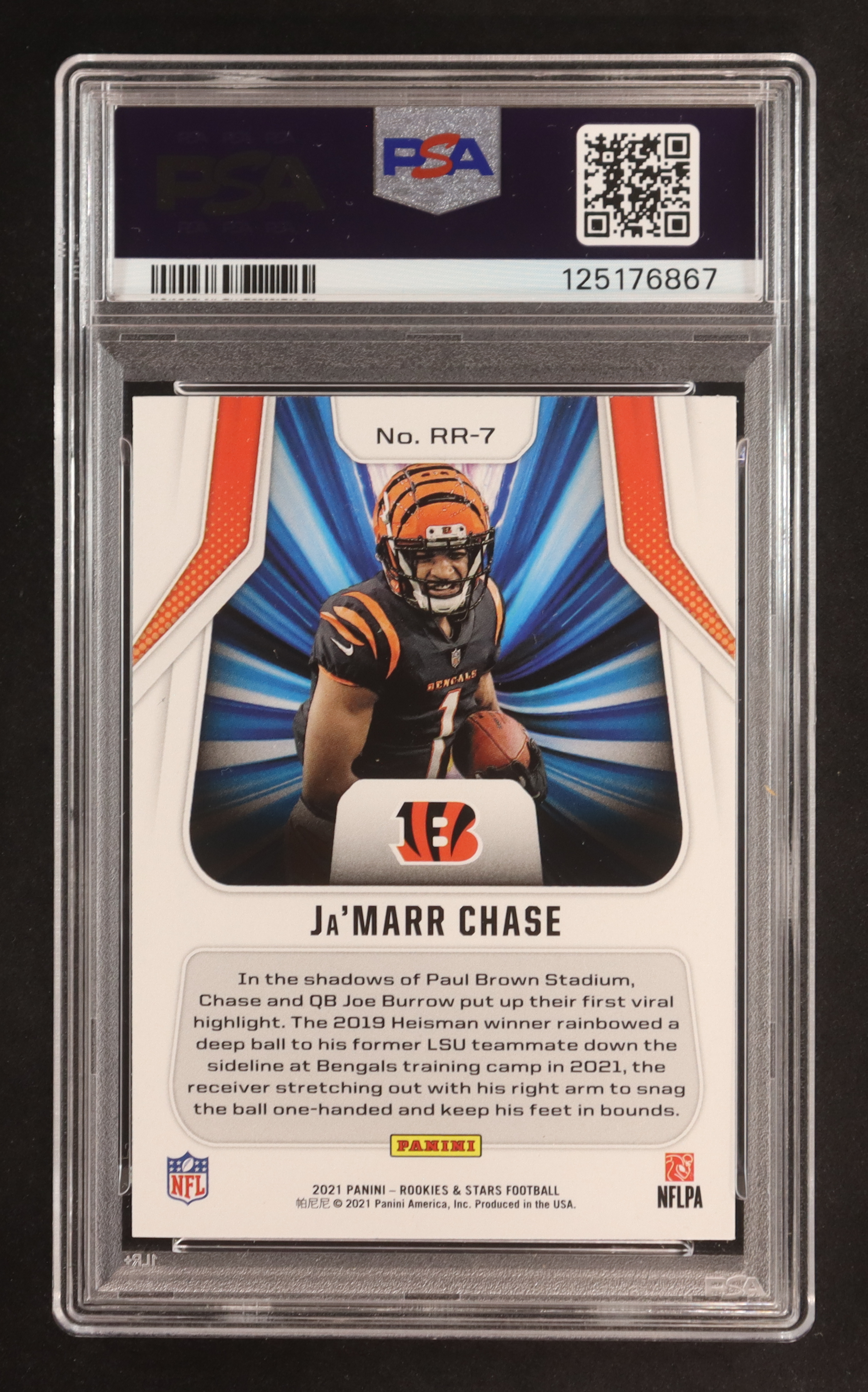 Ja'Marr Chase 2021 Rookies and Stars Rookie Rush #7 RC (PSA 10) at PristineAuction.com Ja'Marr Chase 2021 Rookies and Stars Rookie Rush #7 RC (PSA 10) at PristineAuction.com