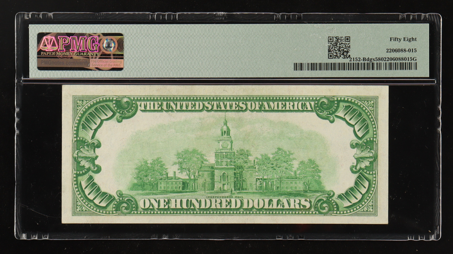 1934 U.S. $100 Federal Reserve Note, New York - Fr. 2152-Bdgs (BA Block) Signed: Julian / Morgenthau (PMG CHOICE AU58) at PristineAuction.com 1934 U.S. $100 Federal Reserve Note, New York - Fr. 2152-Bdgs (BA Block) Signed: Julian / Morgenthau (PMG CHOICE AU58) at PristineAuction.com