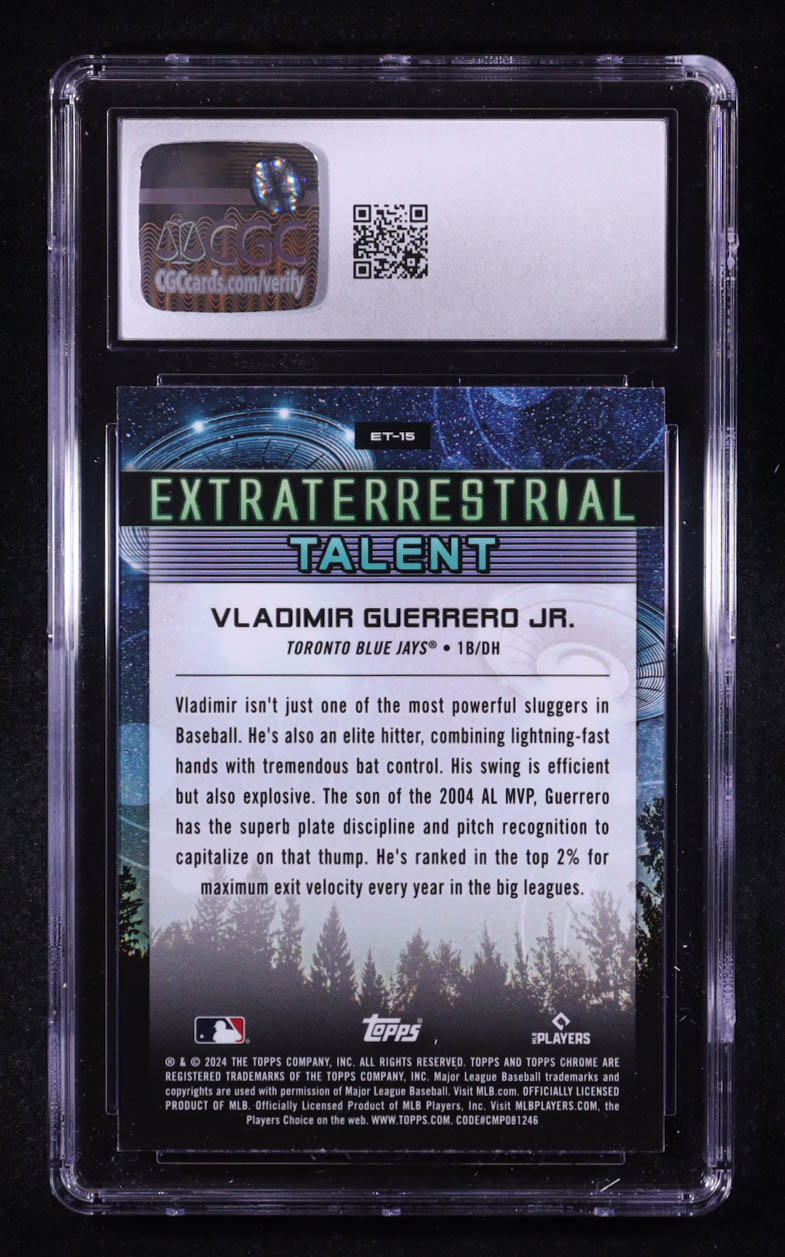 Vladimir Guerrero Jr. 2024 Topps Cosmic Chrome Extraterrestrial Talent #ET15 (CGC 10) at PristineAuction.com Vladimir Guerrero Jr. 2024 Topps Cosmic Chrome Extraterrestrial Talent #ET15 (CGC 10) at PristineAuction.com
