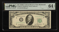 1950 U.S. $10 Federal Reserve Note, Richmond - Fr. 2012-E (EB Block) Signed: Priest / Anderson (PMG CHOICE UNCIRCULATED 64 EPQ) at PristineAuction.com