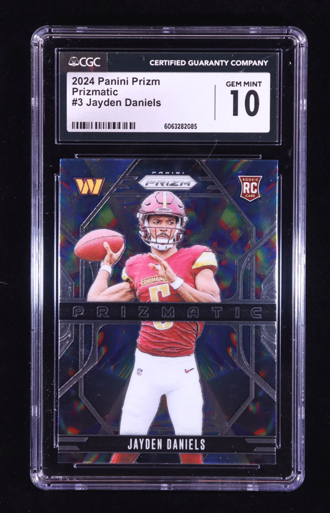 Jayden Daniels 2024 Panini Prizm Prizmatic #3 RC (CGC 10) at PristineAuction.com Jayden Daniels 2024 Panini Prizm Prizmatic #3 RC (CGC 10) at PristineAuction.com