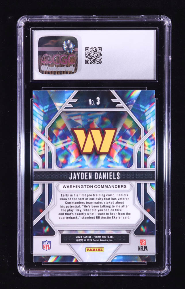 Jayden Daniels 2024 Panini Prizm Prizmatic #3 RC (CGC 10) at PristineAuction.com Jayden Daniels 2024 Panini Prizm Prizmatic #3 RC (CGC 10) at PristineAuction.com