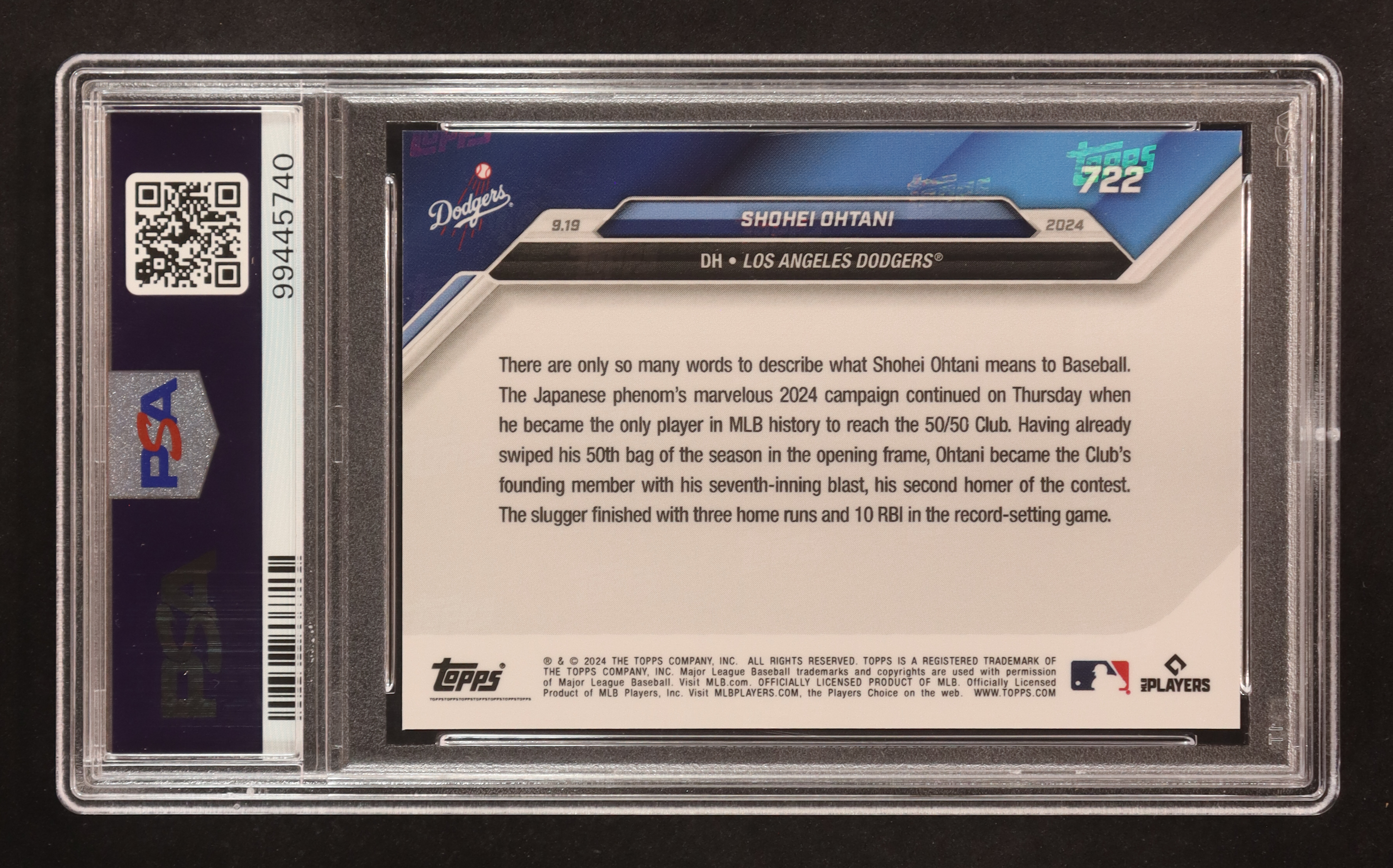 Shohei Ohtani 2024 Topps Now #722 (PSA 10) at PristineAuction.com Shohei Ohtani 2024 Topps Now #722 (PSA 10) at PristineAuction.com