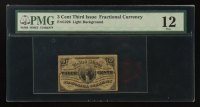 1863 U.S. 3 Cent Fractional Currency Note, 3rd Issue - Fr.1226 Light Background - Portrait George Washington (PMG FINE 12) at PristineAuction.com