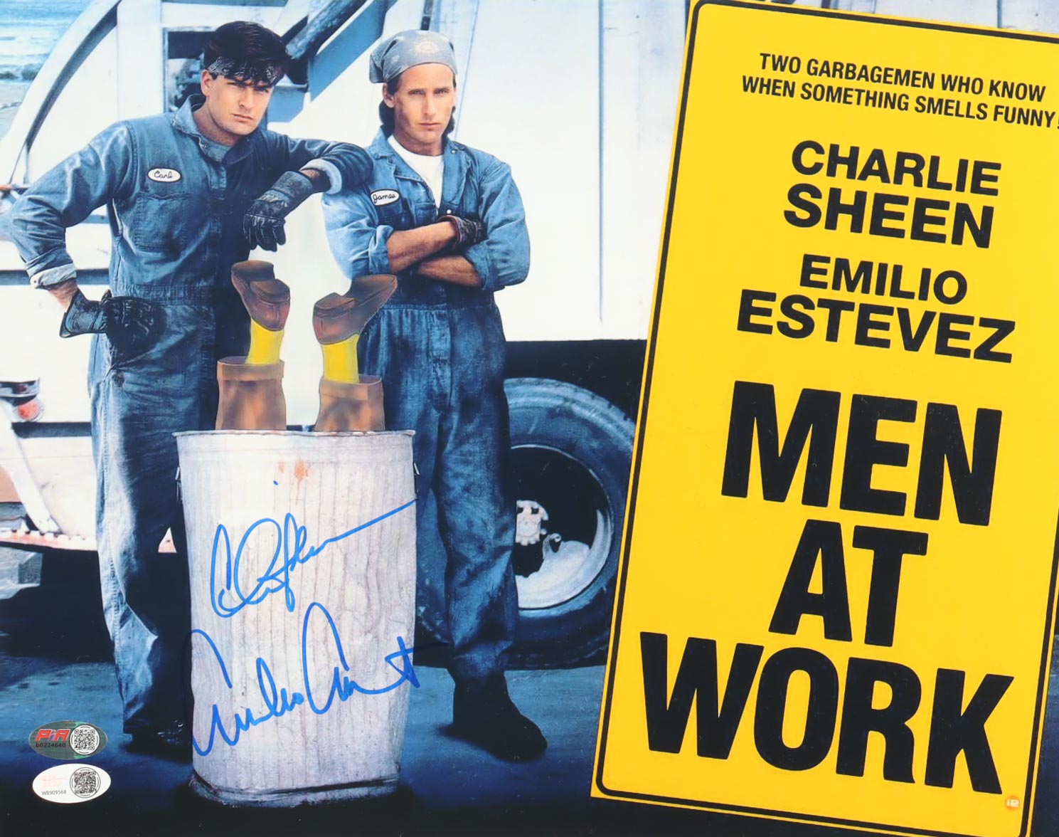 Charlie Sheen & Emilio Estevez Signed "Men at Work" 11x14 Photo (JSA) at PristineAuction.com Charlie Sheen & Emilio Estevez Signed "Men at Work" 11x14 Photo (JSA) at PristineAuction.com