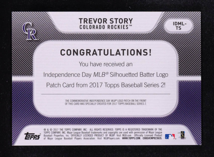 Trevor Story 2017 Topps Independence Day MLB Logo Patch #IDMLTS at PristineAuction.com Trevor Story 2017 Topps Independence Day MLB Logo Patch #IDMLTS at PristineAuction.com