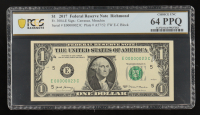 2017 U.S. $1 Federal Reserve Note, Richmond - Fr.3004-E Signed: Carranza / Mnuchin (PCGS CHOICE UNC 64PPQ) at PristineAuction.com
