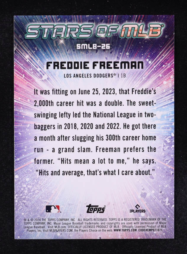 Freddie Freeman 2024 Topps Stars of MLB #SMLB26 at PristineAuction.com Freddie Freeman 2024 Topps Stars of MLB #SMLB26 at PristineAuction.com