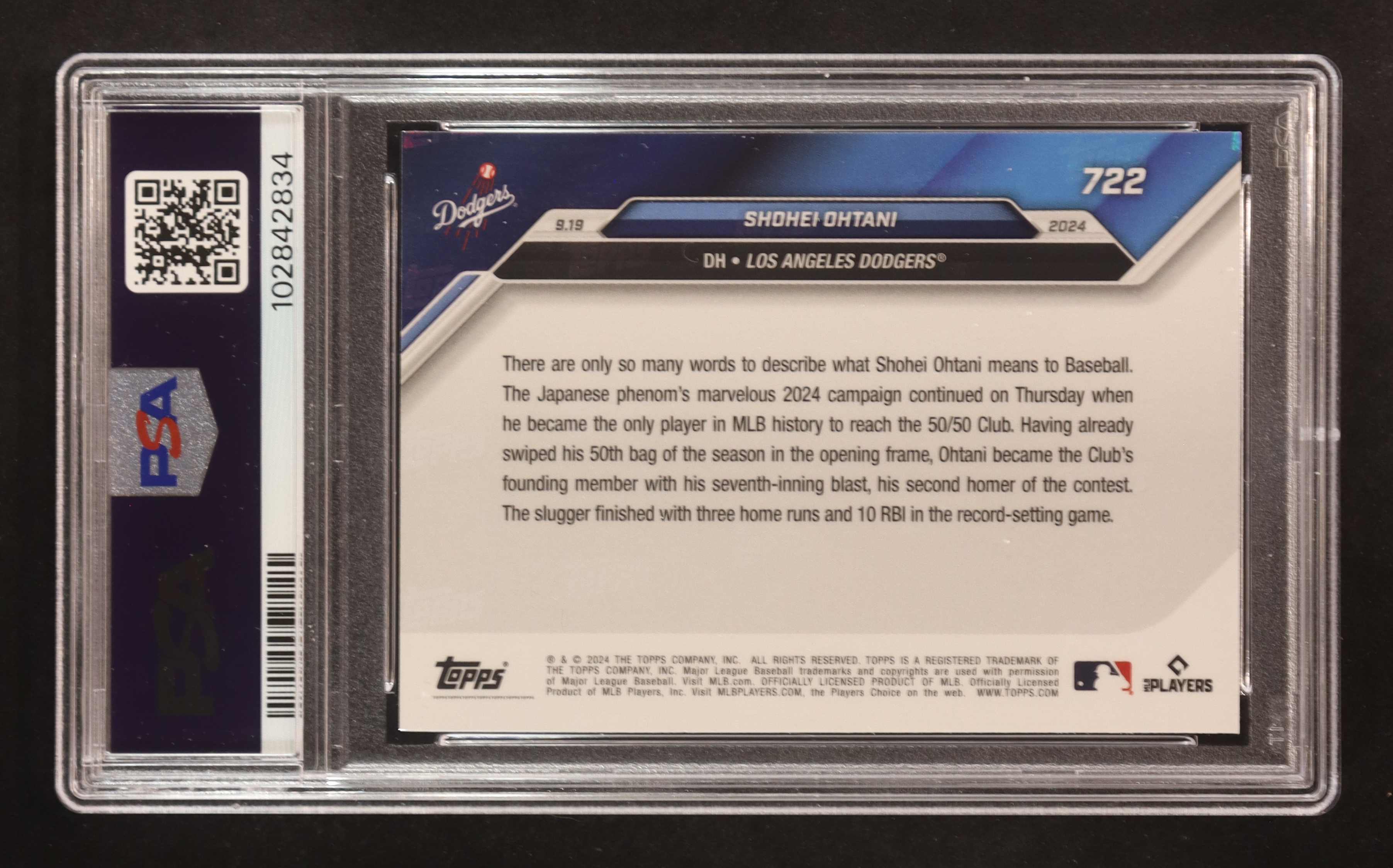 Shohei Ohtani 2024 Topps Now #722 (PSA 10) at PristineAuction.com Shohei Ohtani 2024 Topps Now #722 (PSA 10) at PristineAuction.com
