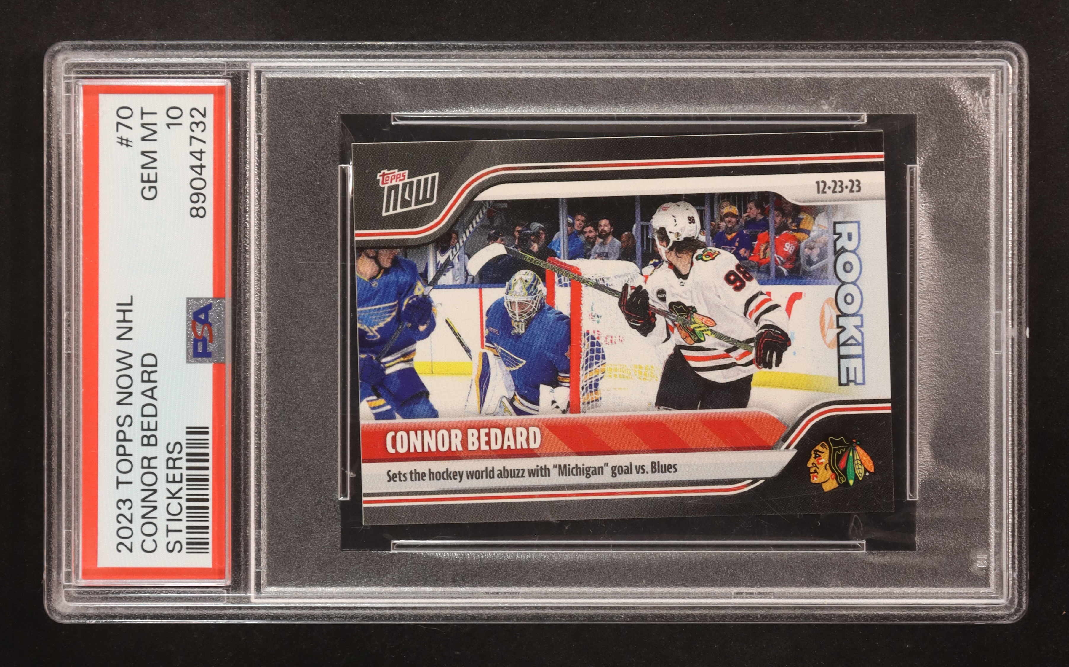 Connor Bedard 2023-24 Topps Now Stickers #70 RC (PSA 10) at PristineAuction.com Connor Bedard 2023-24 Topps Now Stickers #70 RC (PSA 10) at PristineAuction.com