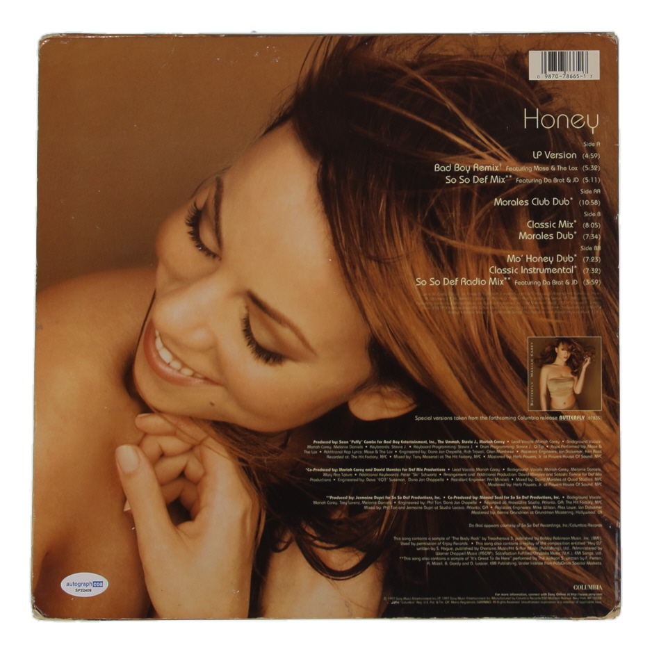 Mariah Carey Signed "Honey" 12x12 Album Sleeve (ACOA) at PristineAuction.com Mariah Carey Signed "Honey" 12x12 Album Sleeve (ACOA) at PristineAuction.com