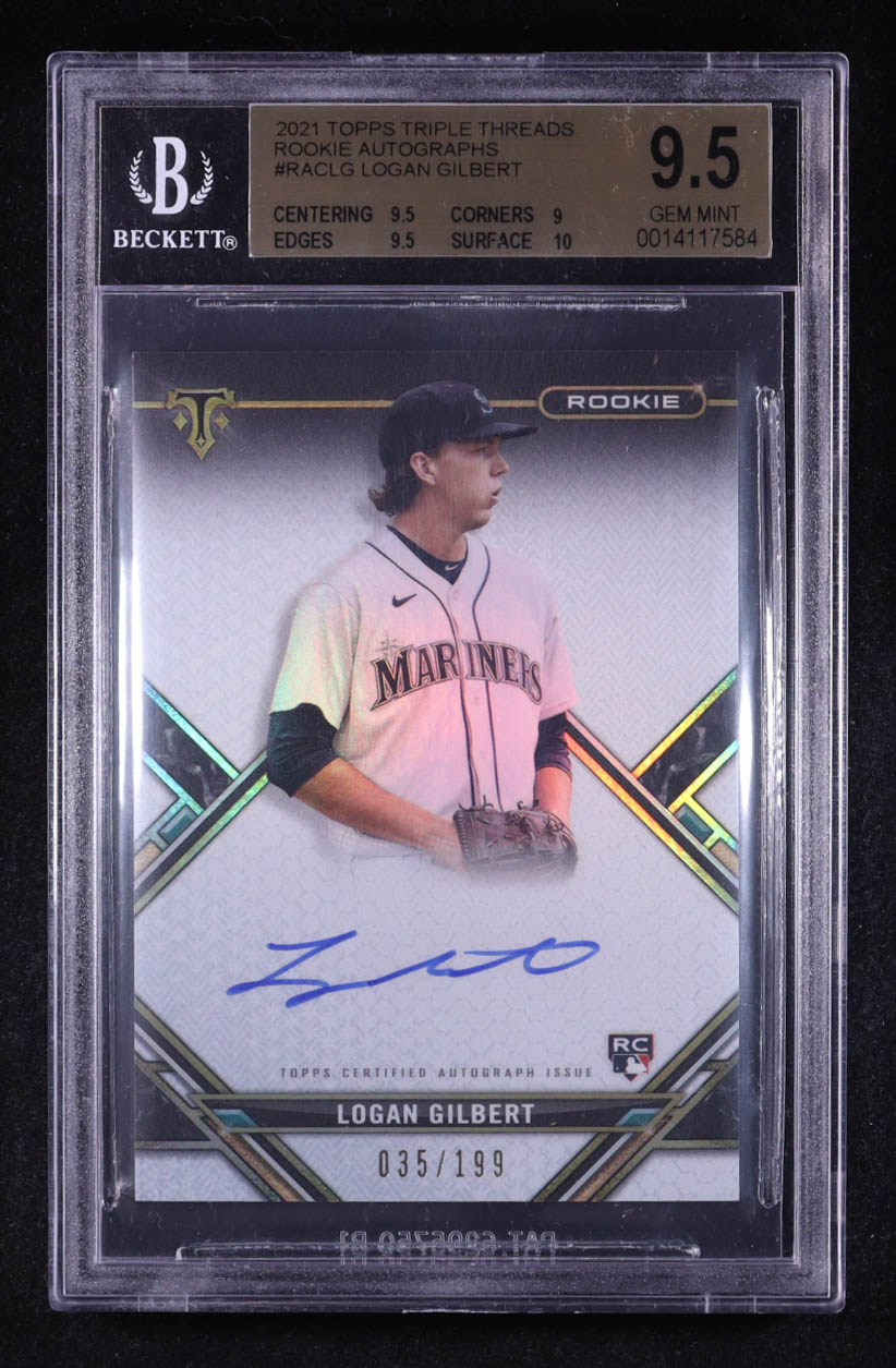 Logan Gilbert 2021 Topps Triple Threads Rookie Autographs #RAC-LG RC #035/199 (BGS 9.5 | Autograph Graded BGS 10) at PristineAuction.com Logan Gilbert 2021 Topps Triple Threads Rookie Autographs #RAC-LG RC #035/199 (BGS 9.5 | Autograph Graded BGS 10) at PristineAuction.com