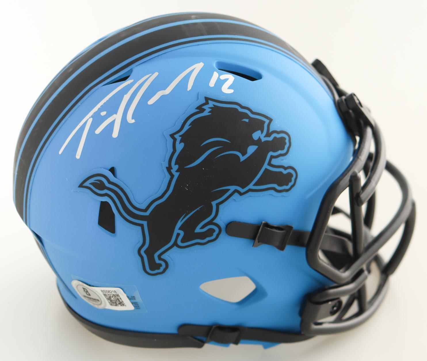 Tim Patrick Signed Lions Rave Alternate Speed Mini Helmet (Beckett) at PristineAuction.com Tim Patrick Signed Lions Rave Alternate Speed Mini Helmet (Beckett) at PristineAuction.com