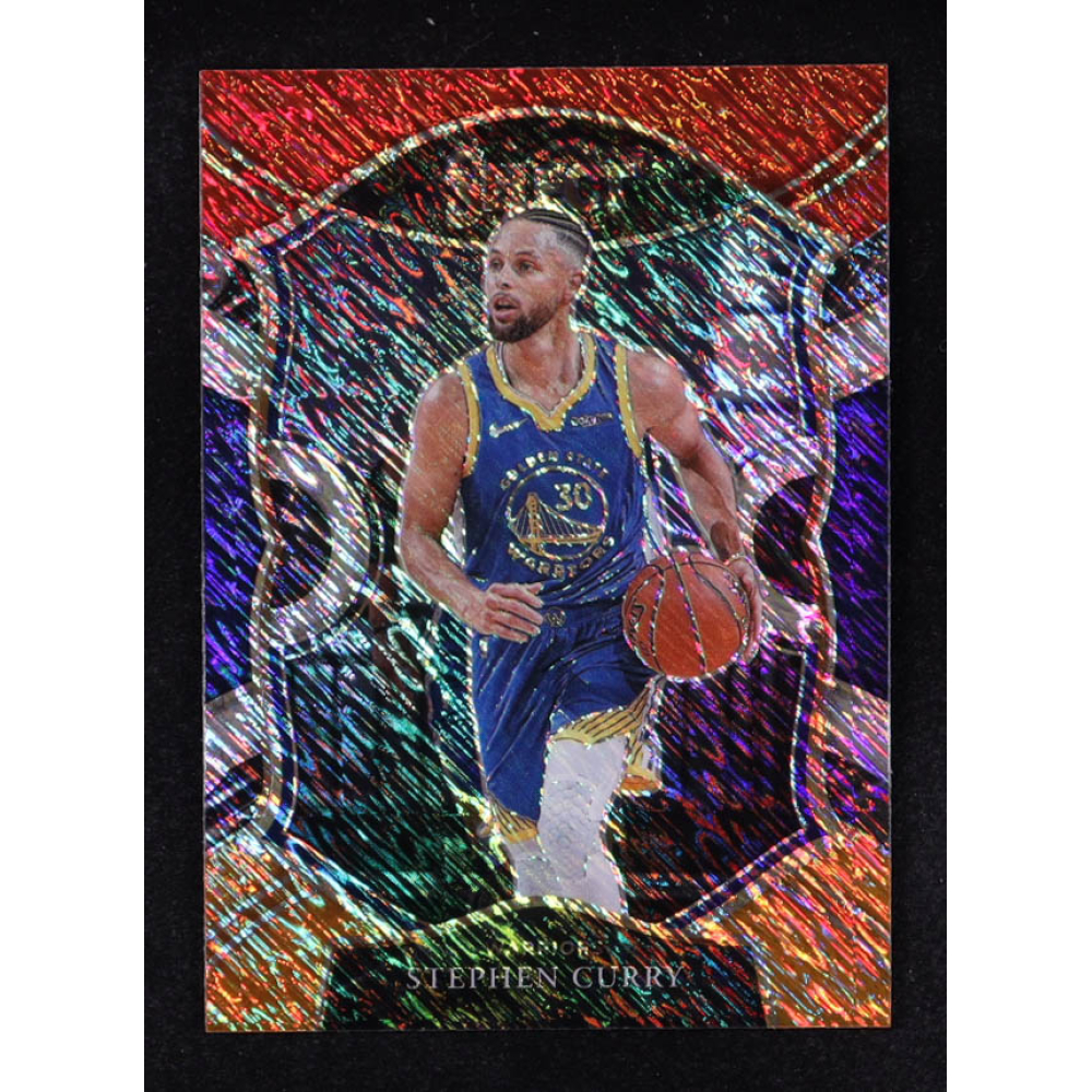 Stephen Curry 2020-21 Select Prizms Red White Orange Shimmer #57 at PristineAuction.com