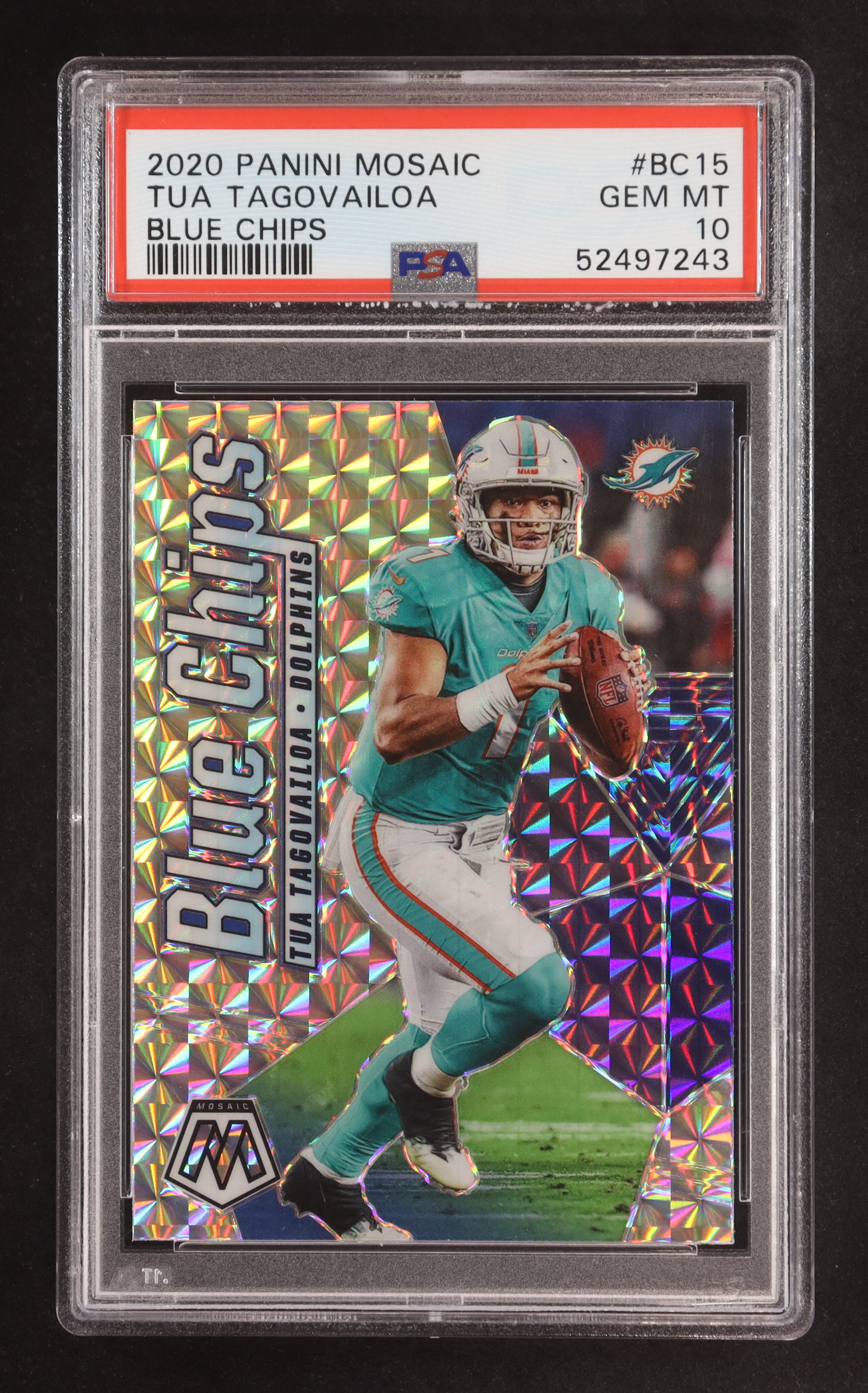 Tua Tagovailoa 2020 Panini Mosaic Blue Chips Mosaic #15 (PSA 10) at PristineAuction.com Tua Tagovailoa 2020 Panini Mosaic Blue Chips Mosaic #15 (PSA 10) at PristineAuction.com