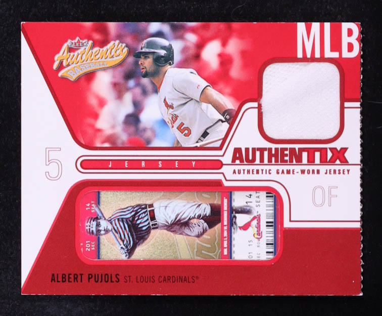 Albert Pujols 2004 Fleer Authentix Game-Worn Jersey #JA-AP at PristineAuction.com Albert Pujols 2004 Fleer Authentix Game-Worn Jersey #JA-AP at PristineAuction.com