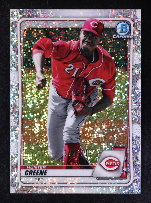 Hunter Greene 2020 Bowman Chrome Speckle Refractor #BCP-47 RC #075/299 at PristineAuction.com Hunter Greene 2020 Bowman Chrome Speckle Refractor #BCP-47 RC #075/299 at PristineAuction.com