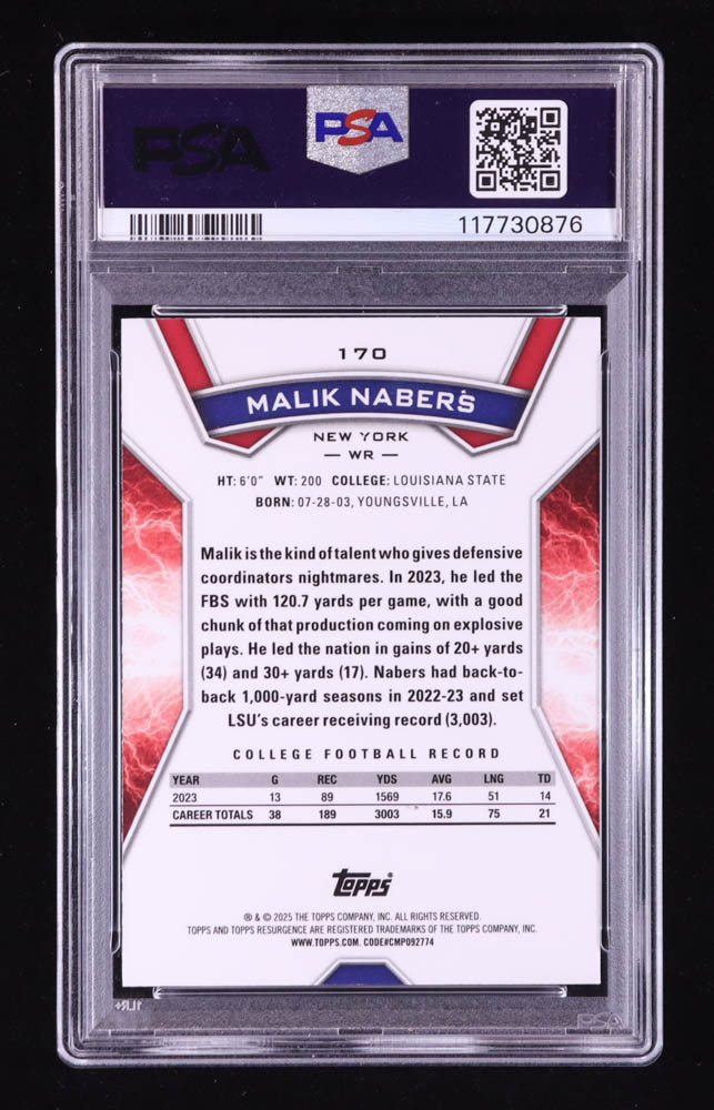 Malik Nabers 2024 Topps Resurgence #170 RC (PSA 9) at PristineAuction.com Malik Nabers 2024 Topps Resurgence #170 RC (PSA 9) at PristineAuction.com