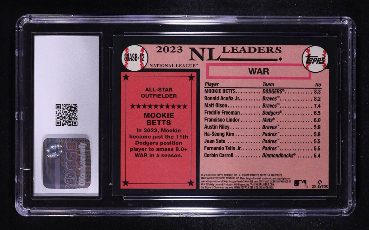 Mookie Betts 2024 Topps '89 Topps All Star Foil #89ASB12 (CGC 10) at PristineAuction.com Mookie Betts 2024 Topps '89 Topps All Star Foil #89ASB12 (CGC 10) at PristineAuction.com