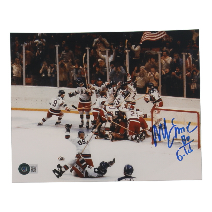 Mike Eruzione Signed Team USA 8x10 Photo Inscribed "80 Gold" (Beckett) at PristineAuction.com Mike Eruzione Signed Team USA 8x10 Photo Inscribed "80 Gold" (Beckett) at PristineAuction.com