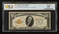 1928 U.S. $10 Gold Certificate Fr.2400 (AA Block) Signed: Woods / Mellon (PCGS VF25) at PristineAuction.com