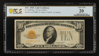 1928 U.S. $10 Gold Certificate Fr.2400 (AA Block) Signed: Woods / Mellon (PCGS VF20) at PristineAuction.com