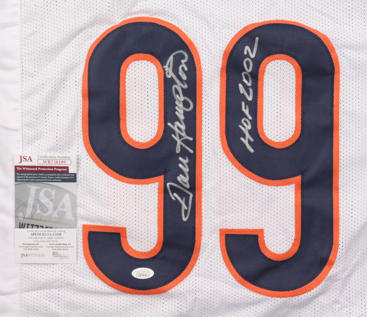 Dan Hampton Signed Jersey Inscribed "HOF 2002" (JSA) at PristineAuction.com Dan Hampton Signed Jersey Inscribed "HOF 2002" (JSA) at PristineAuction.com