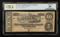 1864 Confederate States of America $10 Currency Note T-68 (PCGS Very Fine 20) at PristineAuction.com