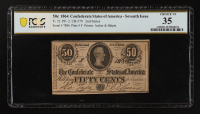 1864 Confederate 50C Currency Note, 2nd Series T-72 (PCGS CHOICE VF35) at PristineAuction.com