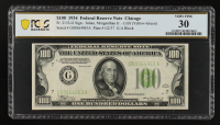 1934 U.S. $100 Federal Reserve Note, Chicago - Fr. 2152-G (GA Block) Signed: Julian / Morgenthau (PCGS VF30) at PristineAuction.com