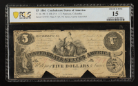 1861 Confederate $5 Currency Note, 2nd Series T-36 (PCGS CHOICE FINE 15) at PristineAuction.com